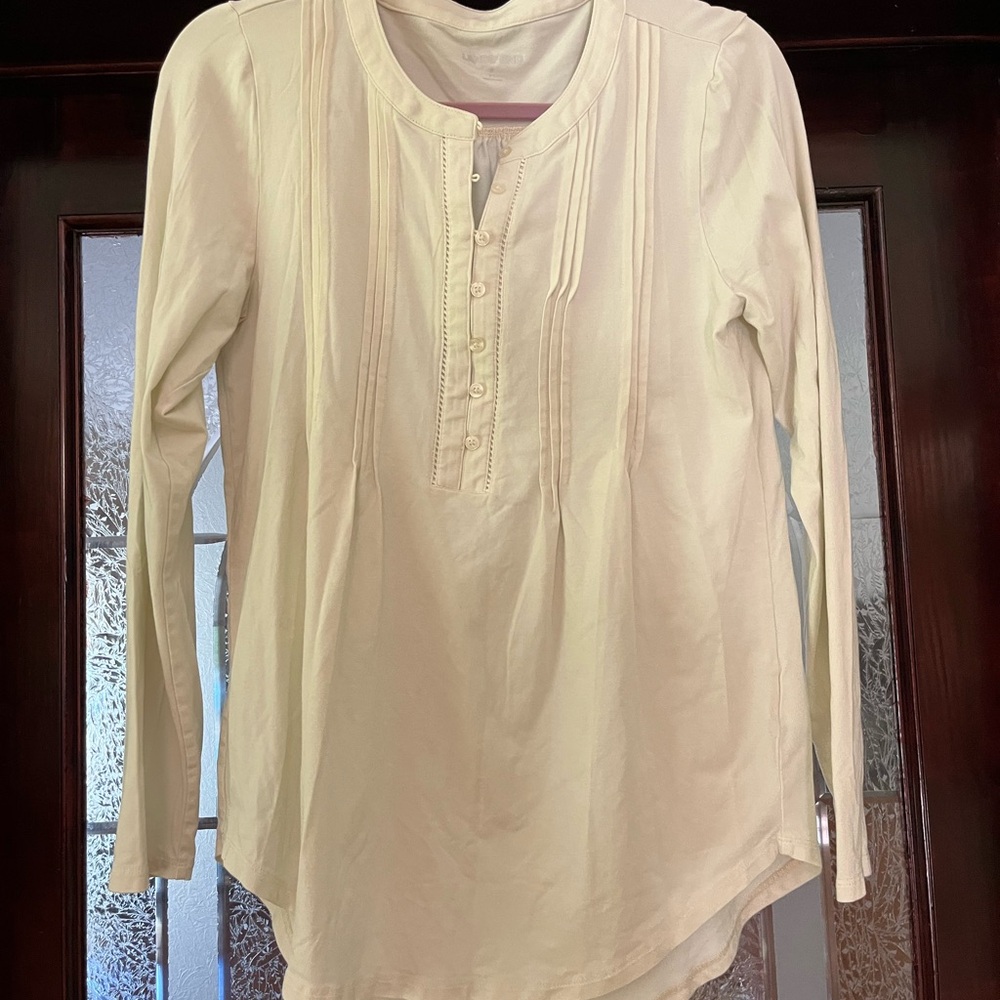 Lands End Ivory Pintuck Blouse - S